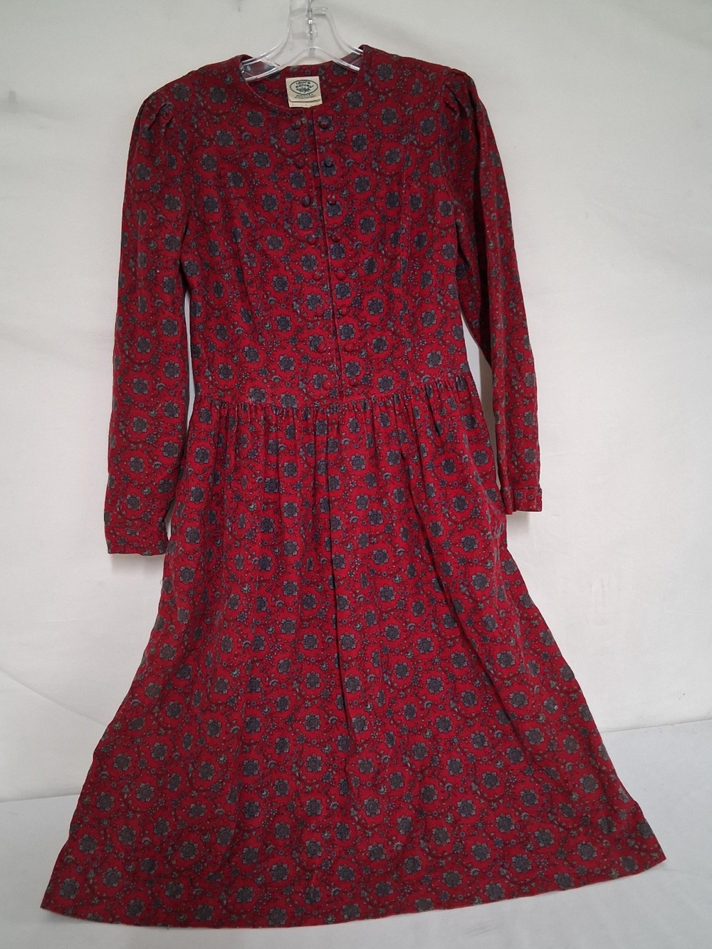 Laura Ashley Red Floral Long Sleeve Midi Dress